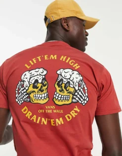 Vans Beer Back Print T-shirt In Red For Men Orange -Kidivita Store 202093617 1 orange 1