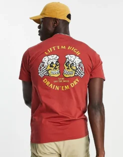 Vans Beer Back Print T-shirt In Red For Men Orange -Kidivita Store 202093617 4