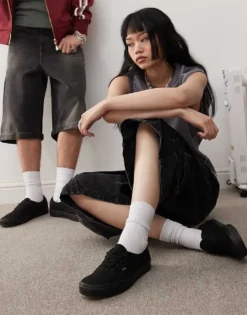 Vans Authentic Trainers In Triple Black For Unisex Black/black -Kidivita Store 202608881 3