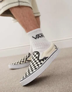 Vans Slip-On Checkerboard Trainers In Black And White For Men -Kidivita Store 202636469 3