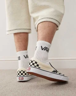 Vans Slip-On Checkerboard Trainers In Black And White For Men -Kidivita Store 202636469 4