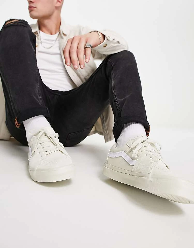 Vans SK8-Low Trainers In Off White Suede For Men 3 Vans SK8-Low Trainers In Off White Suede For Men - Image 3