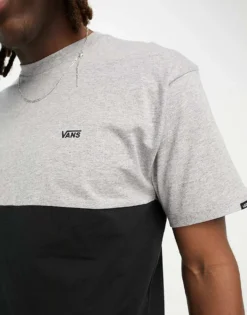 Vans Colourblock T-shirt In Grey And Black For Men Athletic Heather/black -Kidivita Store 204452198 4