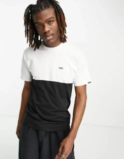 Vans Colourblock T-shirt In Black And White For Men