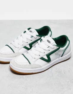 Vans Lowland Trainers In White And Green With Gum Sole For Unisex
