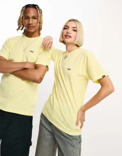 Vans Unisex Left Chest Logo T-shirt In Yellow For Unisex