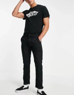 Vans Authentic Slim Fit Chinos In Black For Men -Kidivita Store 204487506 4