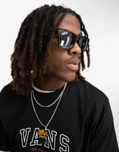 Vans Spicoli 4 Sunglasses In Matte Black And Silver For Men -Kidivita Store 204487649 1 black 1