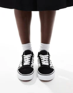 Vans Old Skool Checkerboard Trainers In White And Black For Unisex -Kidivita Store 204519681 3