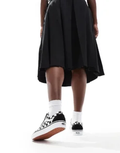 Vans Old Skool Checkerboard Trainers In White And Black For Unisex -Kidivita Store 204519681 4