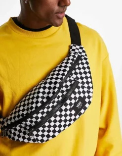 Vans Ward Crossbody Bag In Checkerboard For Men Black