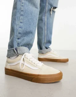 Vans Old Skool Trainers In Oatmeal With Gum Sole For Men Stone