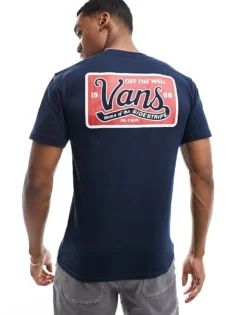 Vans Home Of The Side Stripe T-shirt With Back Print In Navy For Men