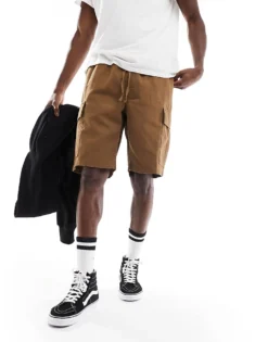 Vans Loose Cargo Shorts In Brown For Men