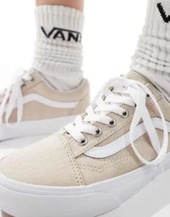 Vans Old Skool Summer Linen Trainers In Beige For Unisex Neutral -Kidivita Store 205379405 5