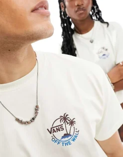Vans Mini Dual Palm Back Print T-shirt In Cream For Unisex Marshmallow -Kidivita Store 205514778 3