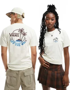 Vans Mini Dual Palm Back Print T-shirt In Cream For Unisex Marshmallow -Kidivita Store 205514778 4
