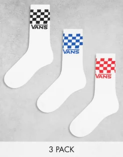 Vans Classic Crew Socks Black/blue/red For Unisex White