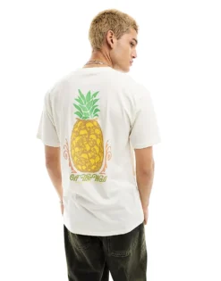 Vans Pineapple Skull Back Print T-shirt In White For Men Marshmallow