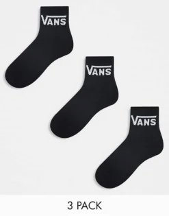 Vans 3 Pack Classic Half Crew Socks In Black For Unisex