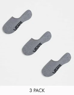 Vans 3 Pack Classic No Show Socks In Grey For Unisex Heather Grey -Kidivita Store 206076918 1 heathergrey 1