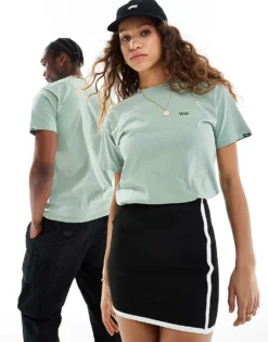 Vans Left Chest Logo T-shirt In Light Green For Unisex Iceberg Green