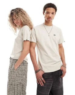 Vans Left Chest Logo T-shirt In Oatmeal For Unisex Oatmeal-black -Kidivita Store 206077135 1 oatmealblack 1