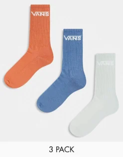 Vans 3 Pack Classic Crew Socks In Blue, Orange And Light Green For Unisex Autumn Leaf -Kidivita Store 206077218 1 autumnleaf 1
