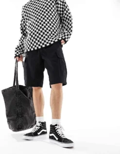 Vans Range Cargo Loose Shorts In Black For Men