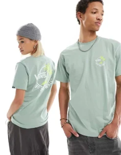 Vans Classic Mini Dual Palm Back Print T-shirt In Light Green For Unisex Iceberg Green-white -Kidivita Store 206077621 1 iceberggreenwhite 1