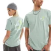 Vans Classic Mini Dual Palm Back Print T-shirt In Light Green For Unisex Iceberg Green-white