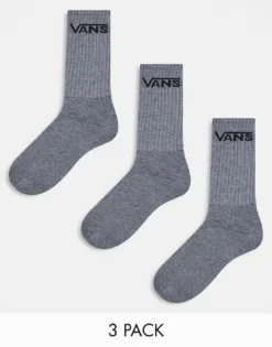 Vans 3 Pack Classic Crew Socks In Grey For Unisex Heather Grey -Kidivita Store 206077714 1 heathergrey 1