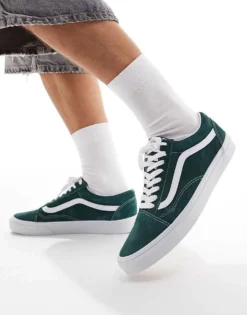 Vans Old Skool Trainers In Deep Blue And White For Unisex (pig Suede) Darkest Spruc -Kidivita Store 206120765 5