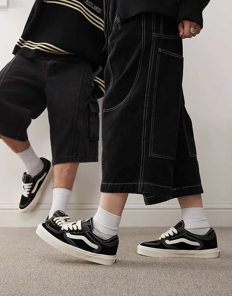 Vans Rowley Classic Trainers In Black And White For Unisex Black/marshmallow 5 Vans Rowley Classic Trainers In Black And White For Unisex Black/marshmallow - Image 5