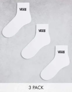 Vans Classic Half Crew 3 Pack Socks In White For Unisex