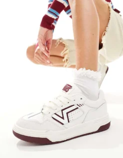 Vans Upland Chunky Leather Trainers In White And Burgundy For Unisex -Kidivita Store 206557890 1 burgundy 1