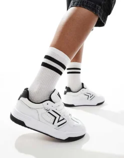 Vans Upland Chunky Leather Trainers In White And Black For Unisex