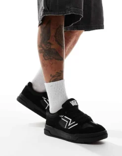 Vans Upland Chunky Suede Trainers In Black With White Detailing For Unisex