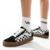 Vans Old Skool Trainers With Oversized Laces In Black And White Checkerboard With Gum Sole For Unisex