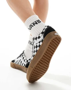 Vans Old Skool Trainers With Oversized Laces In Black And White Checkerboard With Gum Sole For Unisex -Kidivita Store 206558807 5