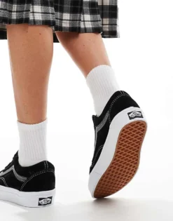 Vans Old Skool Suede Trainers In Black With White Sole For Unisex -Kidivita Store 206558967 5