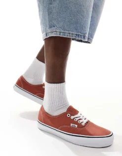 Vans Authentic Trainers In Burnt Orange And White For Unisex