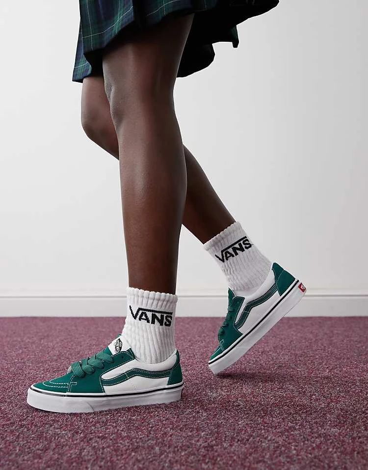 Vans Sk8-low Two Tone Trainers In Dark Green And White For Unisex Mid Green 5 Vans Sk8-low Two Tone Trainers In Dark Green And White For Unisex Mid Green - Image 5