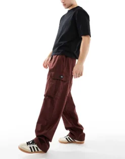 Vans Range Baggy Tapered Trousers With Elastic Waist In Dark Brown For Men Bitter Chocolate