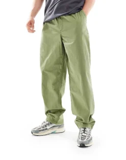 Vans Range Baggy Elastic Waist Trousers In Olive Green For Men Loden Green