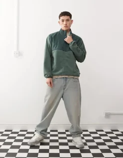 Vans Ranford Polar Half Zip Fleece Jacket In Dark Green For Men -Kidivita Store 206730644 1 green 1