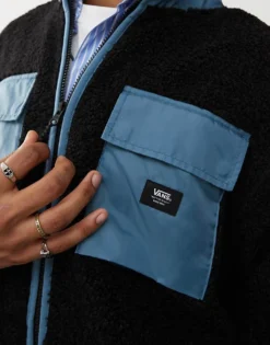 Vans Debrusk Oversized Sherpa Fleece Jacket In Black And Blue - MULTI For Men Black-bluestone -Kidivita Store 206730675 4