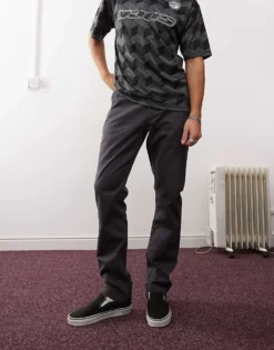 Vans Authentic Relaxed Chino Slim Fit Trousers In Charcoal For Men Asphalt -Kidivita Store 206730715 3