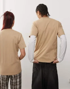 Vans Left Chest Logo Short Sleeve T-shirt In Light Tan For Unisex Incense -Kidivita Store 206730776 4