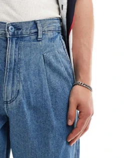 Vans Authentic Loose Tapered Pleated Jeans In Blue For Men Stonewash Blue -Kidivita Store 206730779 3